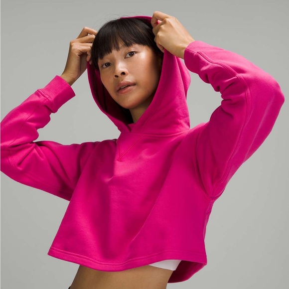 lululemon athletica Tops - Lululemon All Yours Cropped Hoodie Sweatshirt Size 4 Hot Pink Sonic Pink